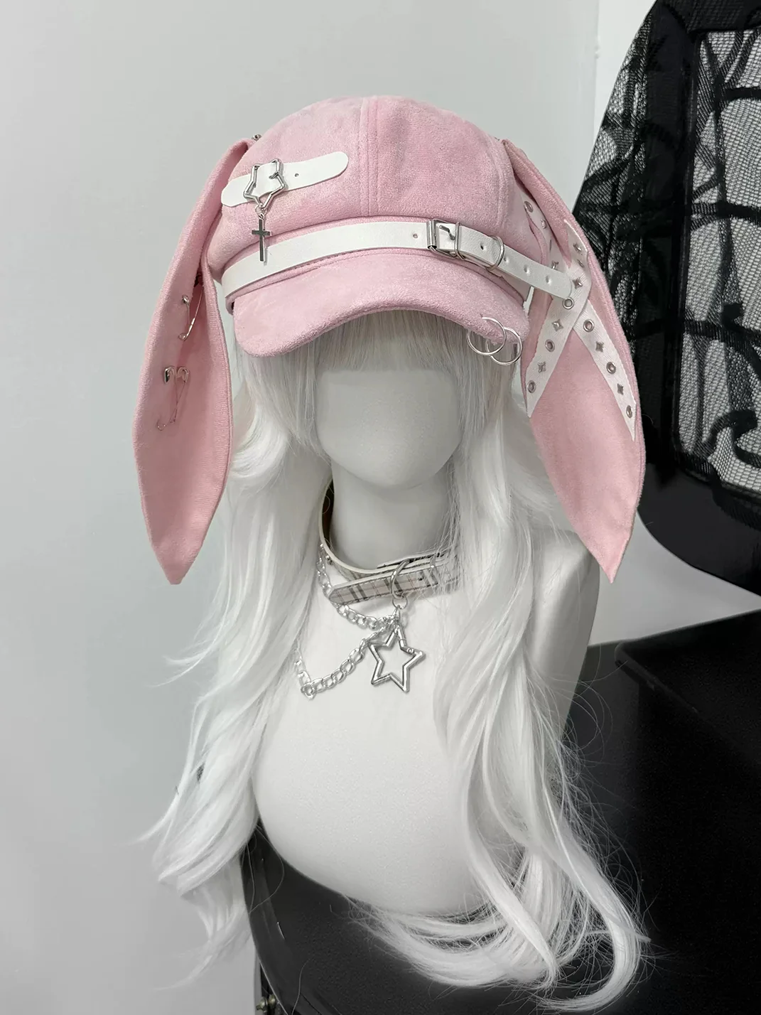 1GASTERINN | Punk Beret Hat With Detachable Bunny Ears
