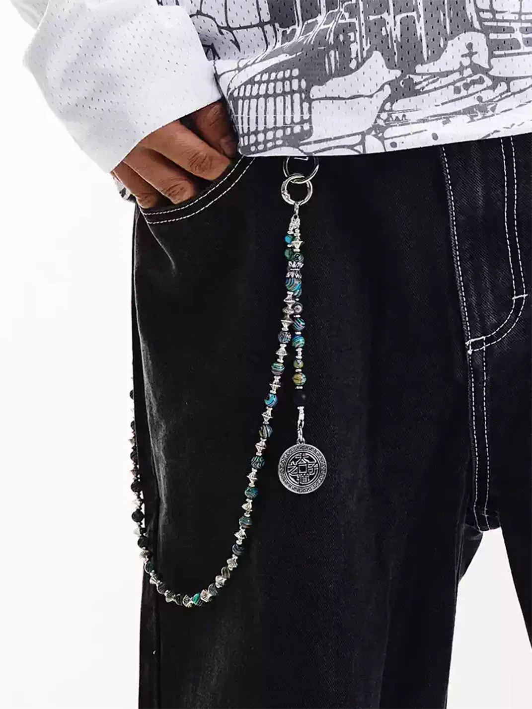 Avenue and Son | Faceted Bead Logo Trouser Chain