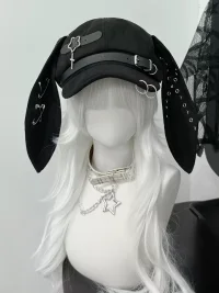 1GASTERINN | Punk Beret Hat With Detachable Bunny Ears