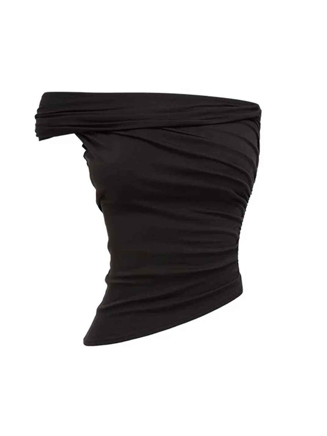 1JINN STUDIO | Asymmetric Ruched One-Shoulder Tank Top