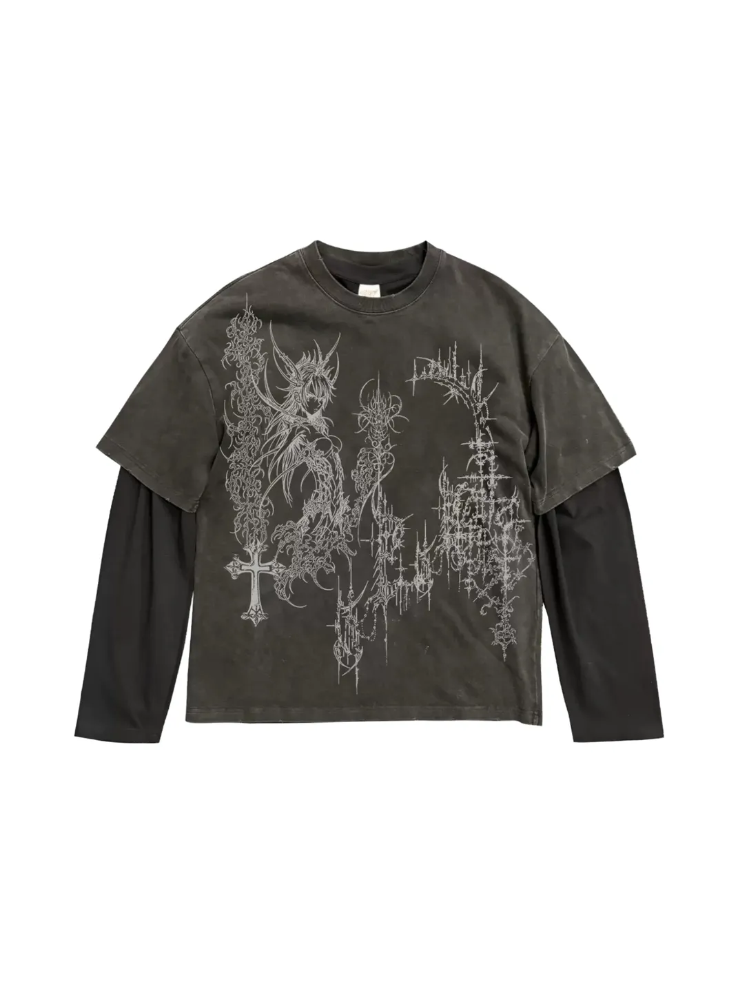 SHIBU | Gothic Distressed Layered Long Sleeve T-Shirt Set