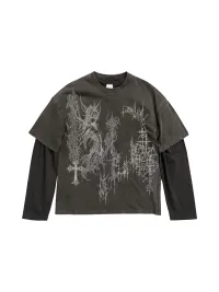 SHIBU | Gothic Distressed Layered Long Sleeve T-Shirt Set