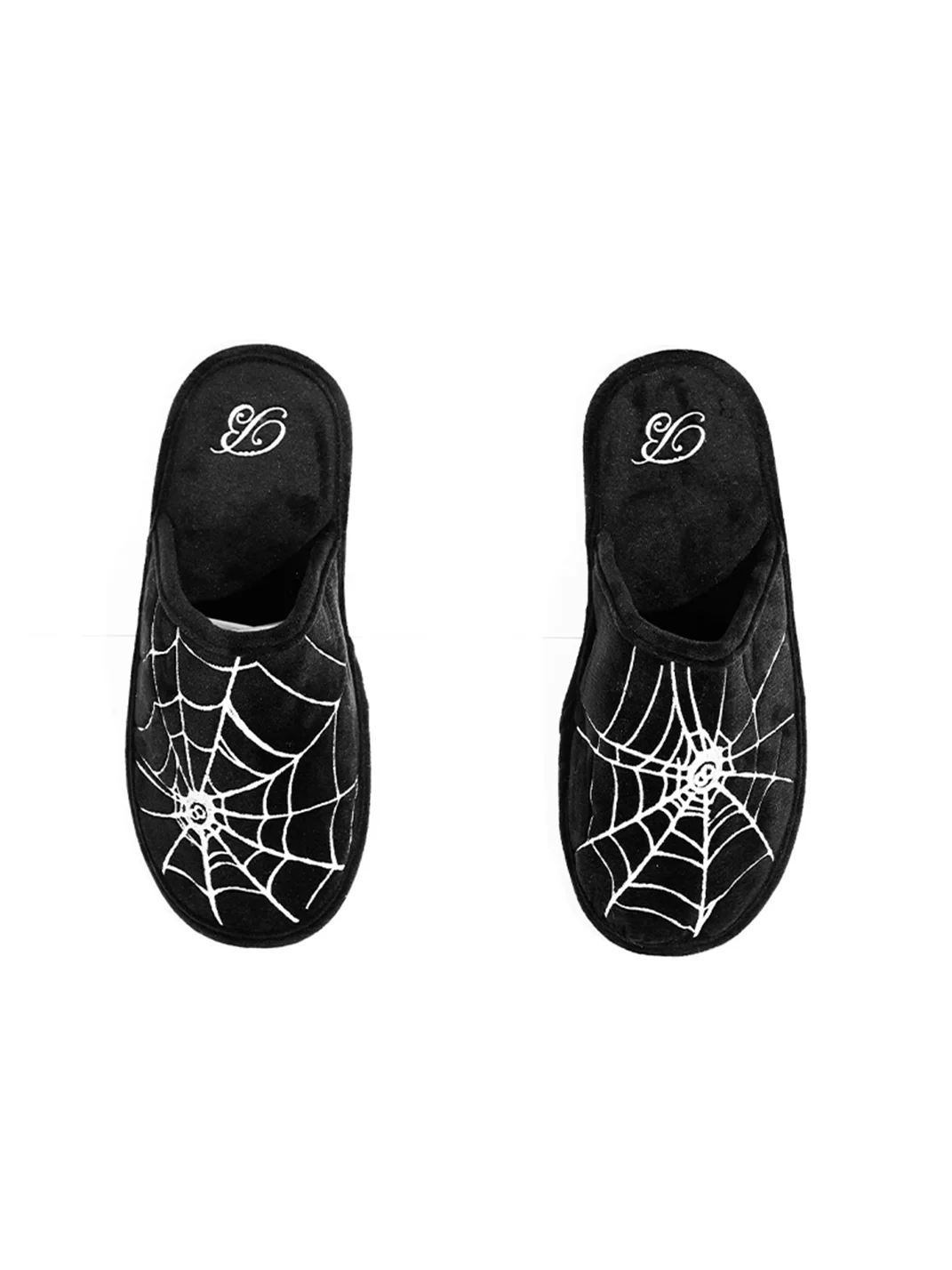BLACK8MOB | Spiderweb Print Winter House Slippers