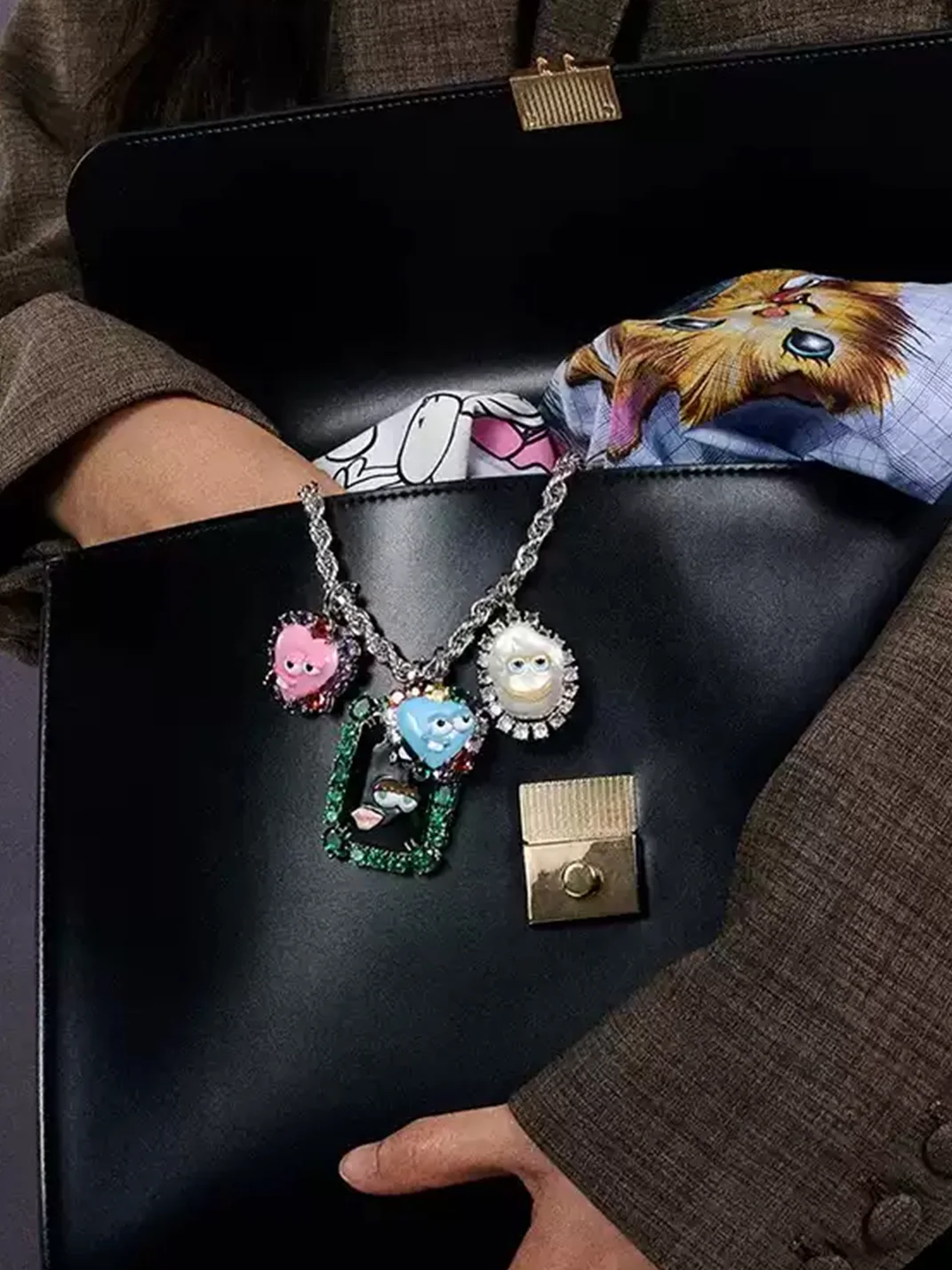 TysGrocery | Hand-Painted Pink Heart Face Pendant Necklace