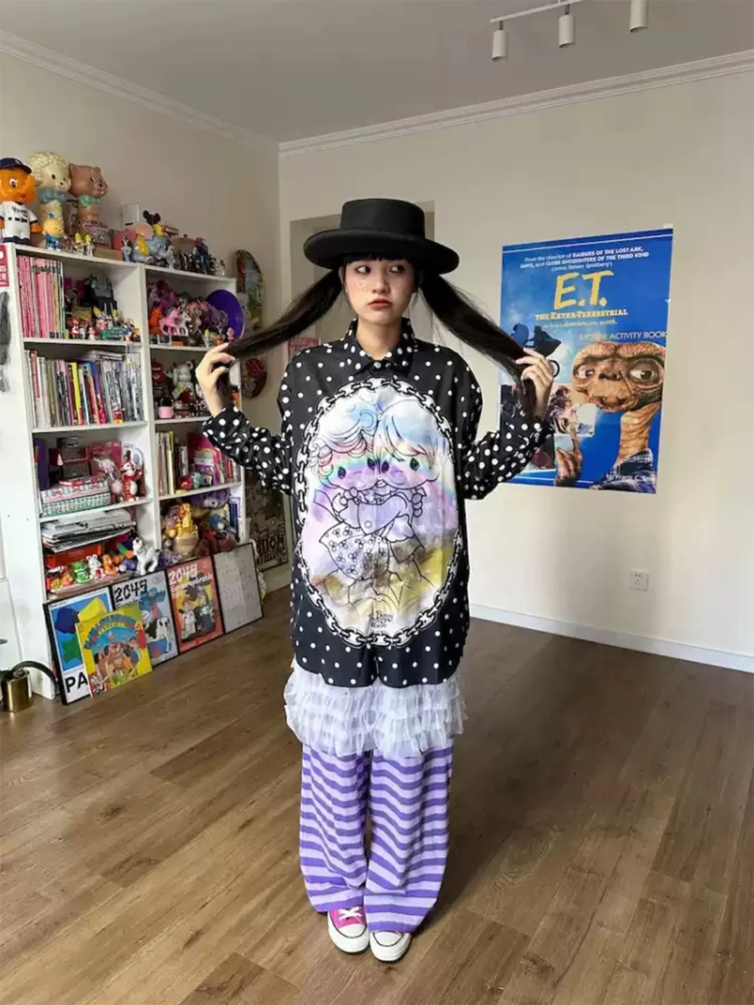 Bunnybunnygun | Oversized Polka Dot Long-Sleeve Shirt