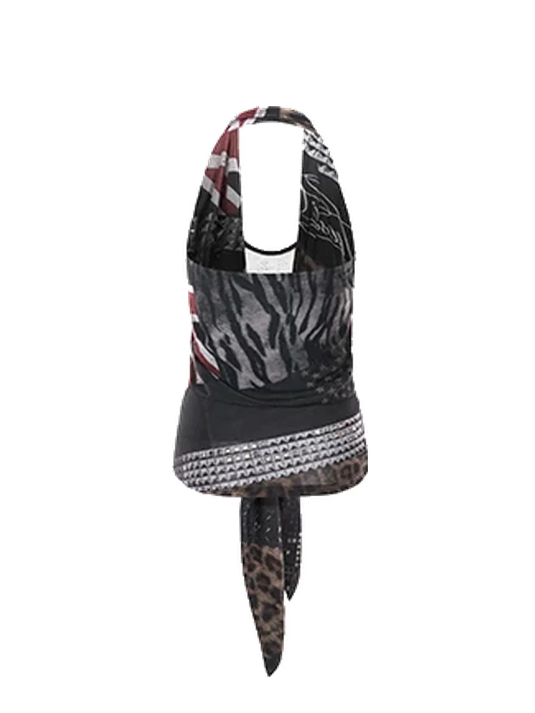 JYOSEI | Halter Layered British Flag Animal Print Studded Top