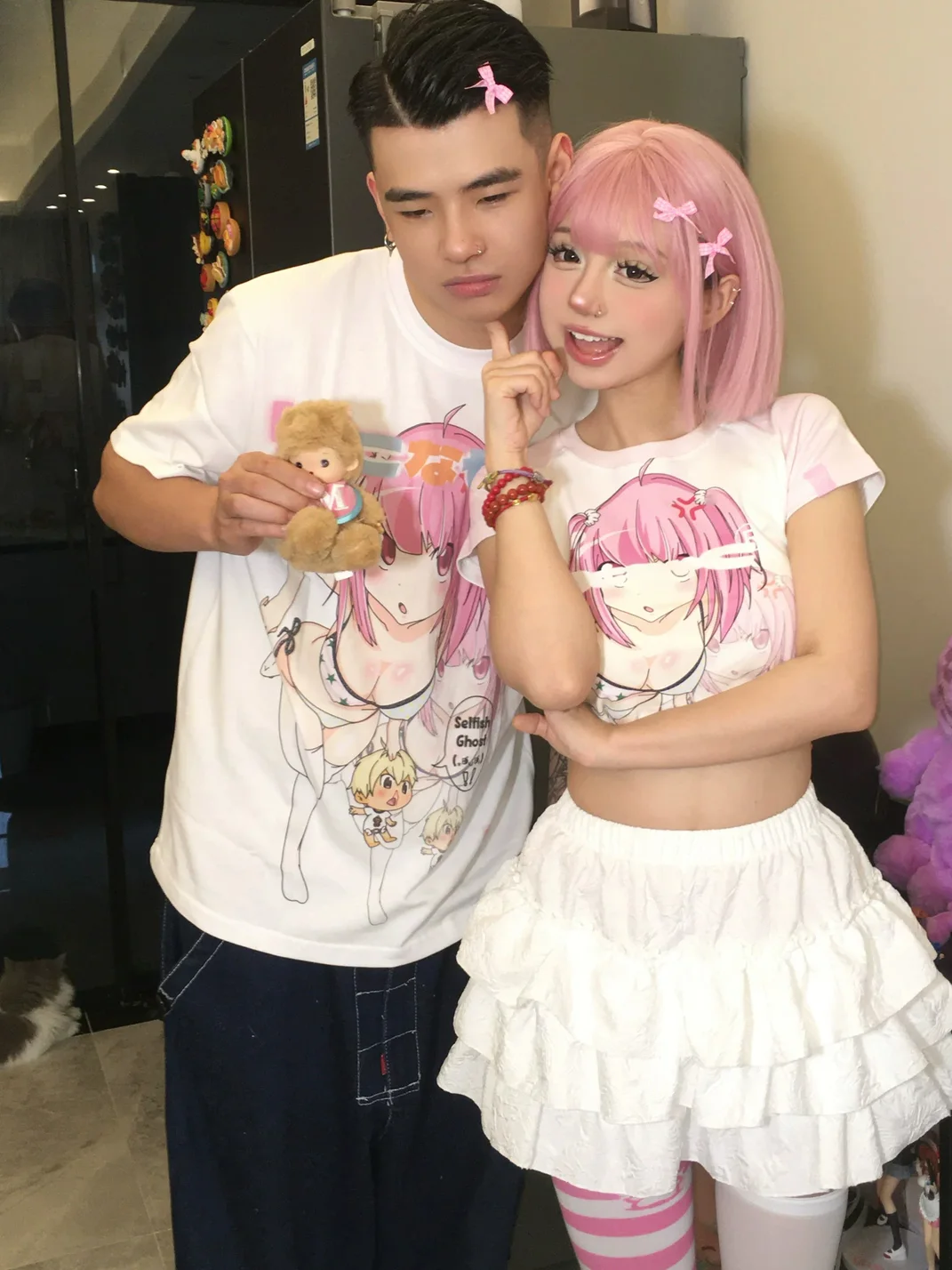 Selfish Ghost | Anime Raglan Short Sleeve Couple T-Shirt