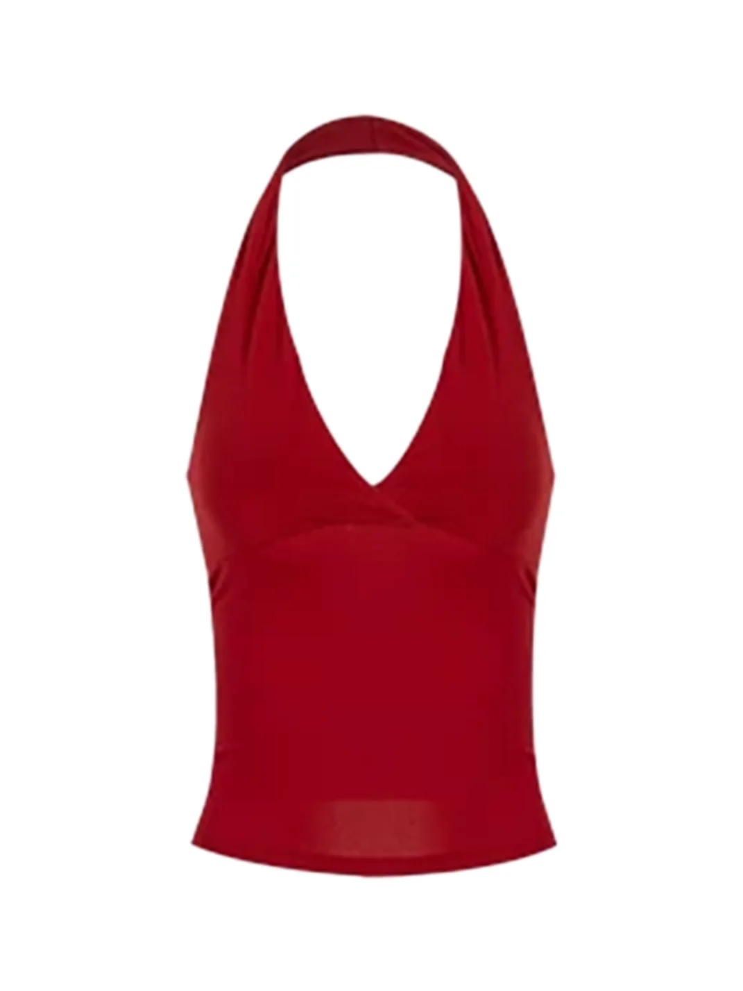 Anna aneae | Women's Halter V-Neck Cropped Tank Top