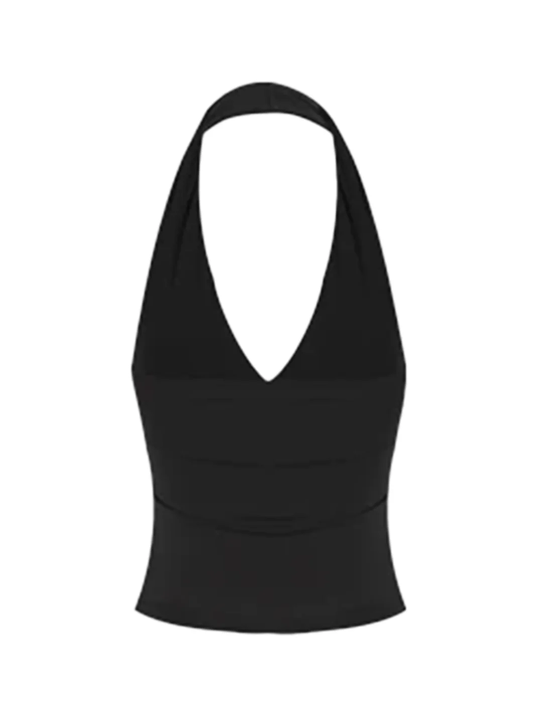 Anna aneae | Women's Halter V-Neck Cropped Tank Top