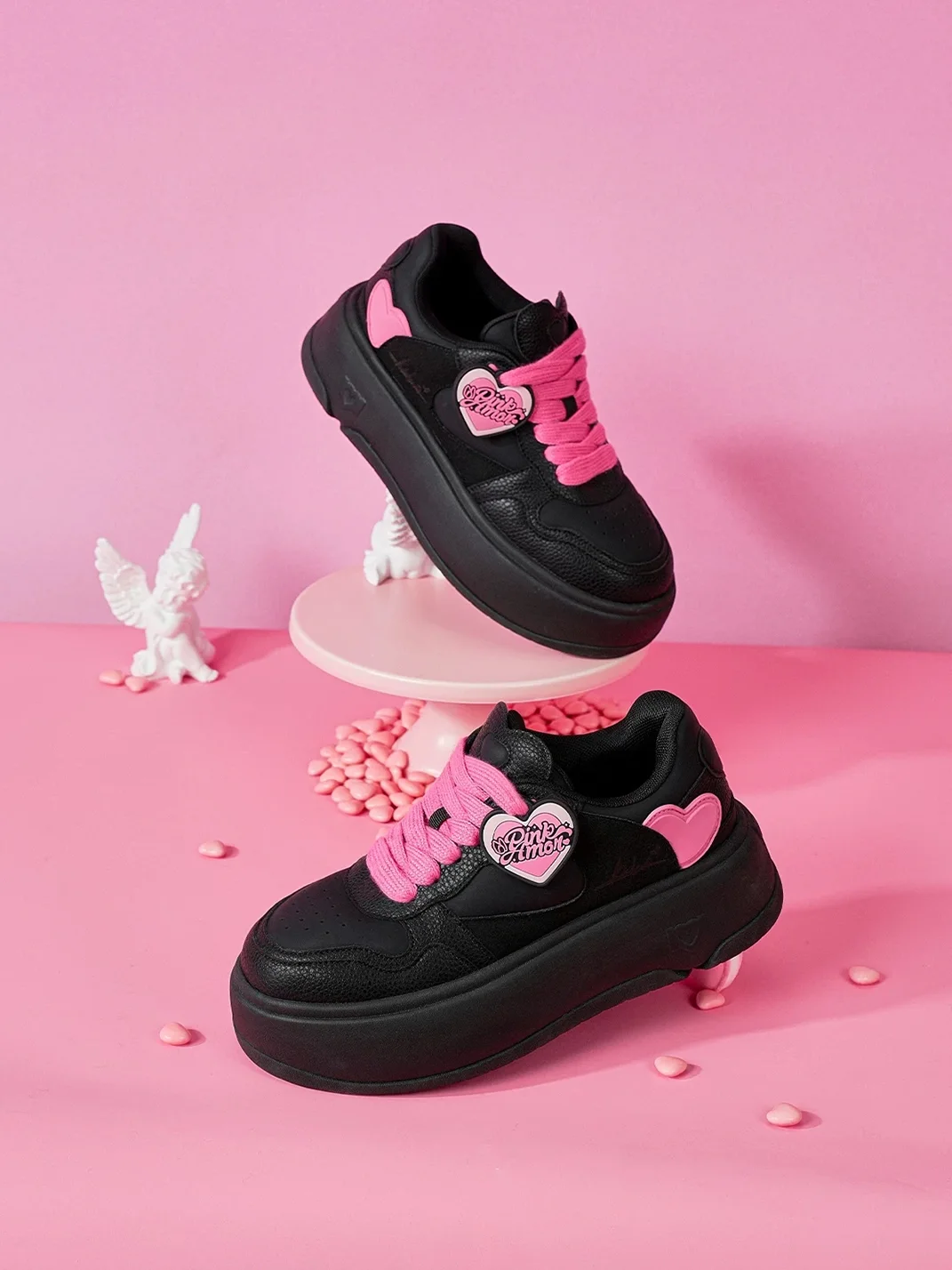 PINKAMOR | Black Platform Casual Sneakers