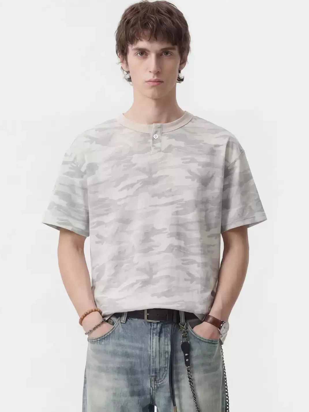 Wonderful Story | American Camouflage Henley T-Shirt