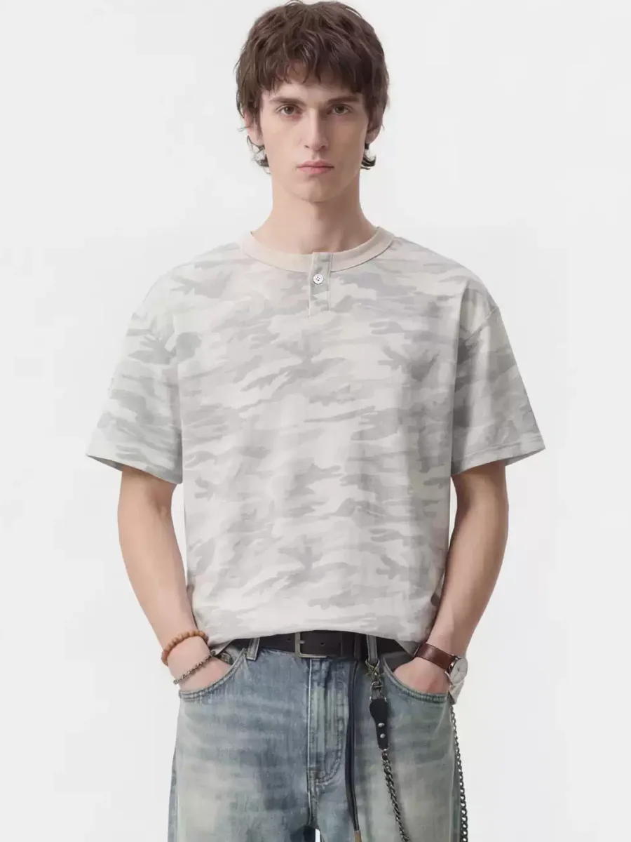 Wonderful Story | American Camouflage Henley T-Shirt - 3