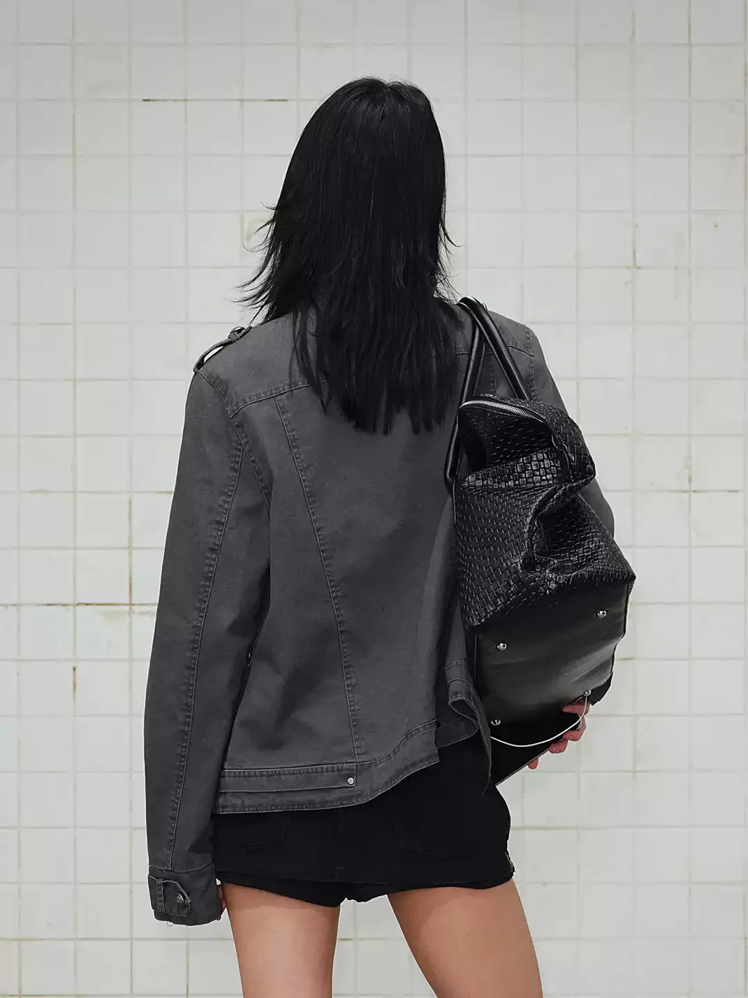 Wonderful Story | Dark Gray Stand Collar Belted Jacket