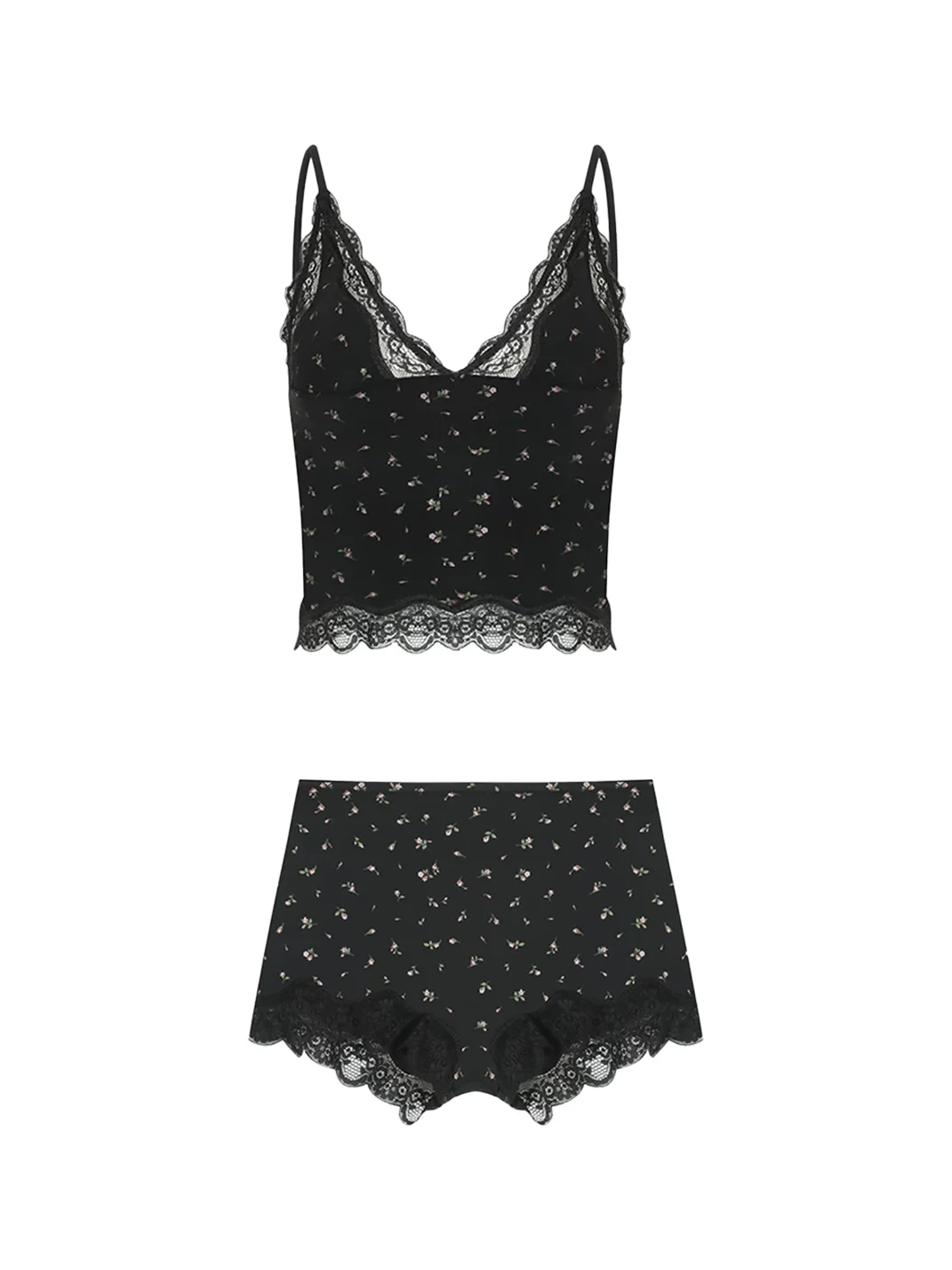 Anna aneae | Floral Lace Trim Camisole Shorts Set