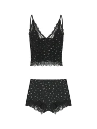 Anna aneae | Floral Lace Trim Camisole Shorts Set