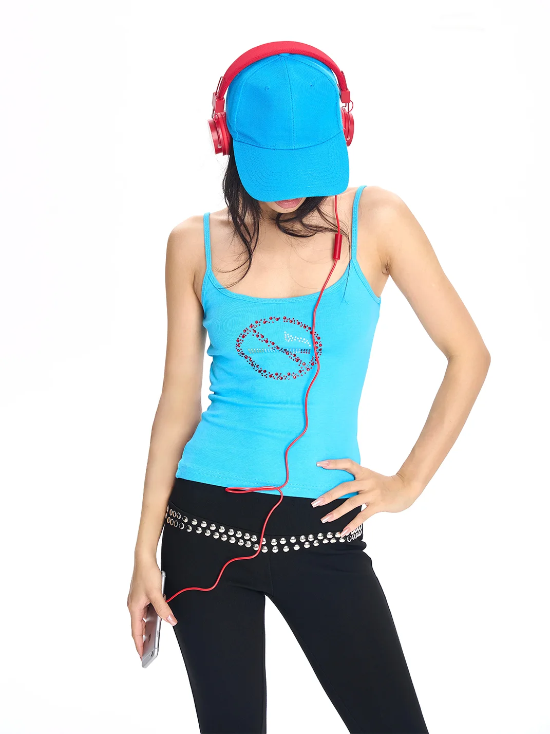 ONNASENSHI | Rhinestone No Smoking Fitted Camisole