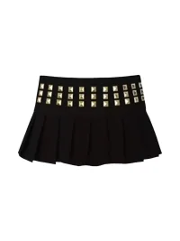 YWEMWZ | Studded Cross Pleated Mini Skirt