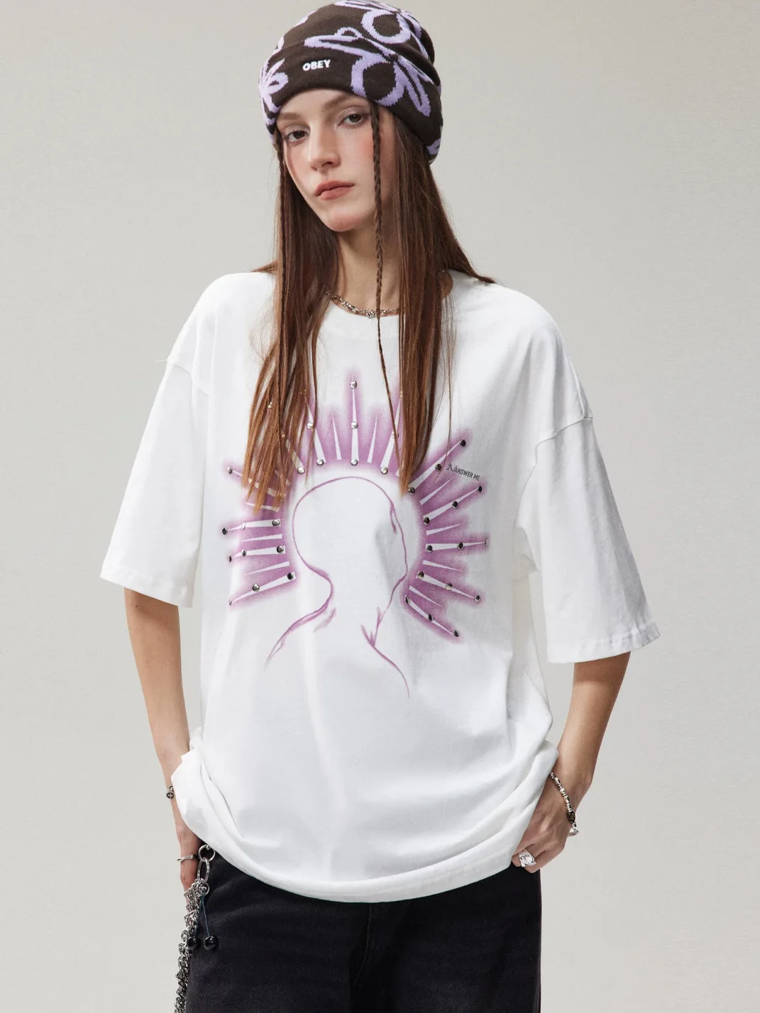 Wonderful Story | Gothic Studded Graphic Cotton T-Shirt