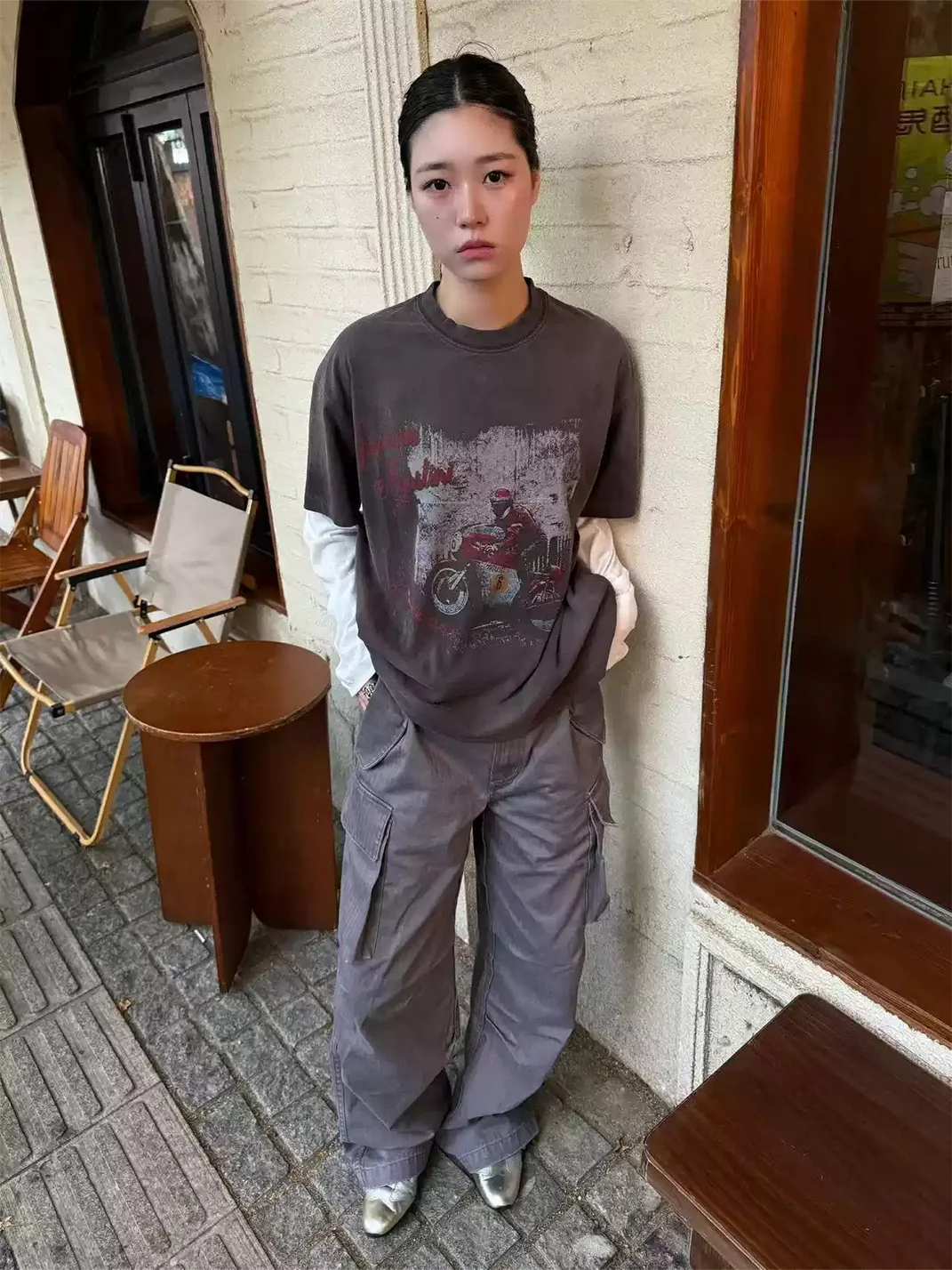 AvinMade | Loose Fit Motorcycle Rider Print T-Shirt