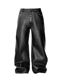 LoseControlEdge | Studded Baggy Textured Leather Pants