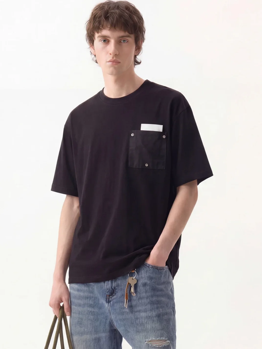 Wonderful Story | Retro Studded Patchwork Crew Neck T-Shirt