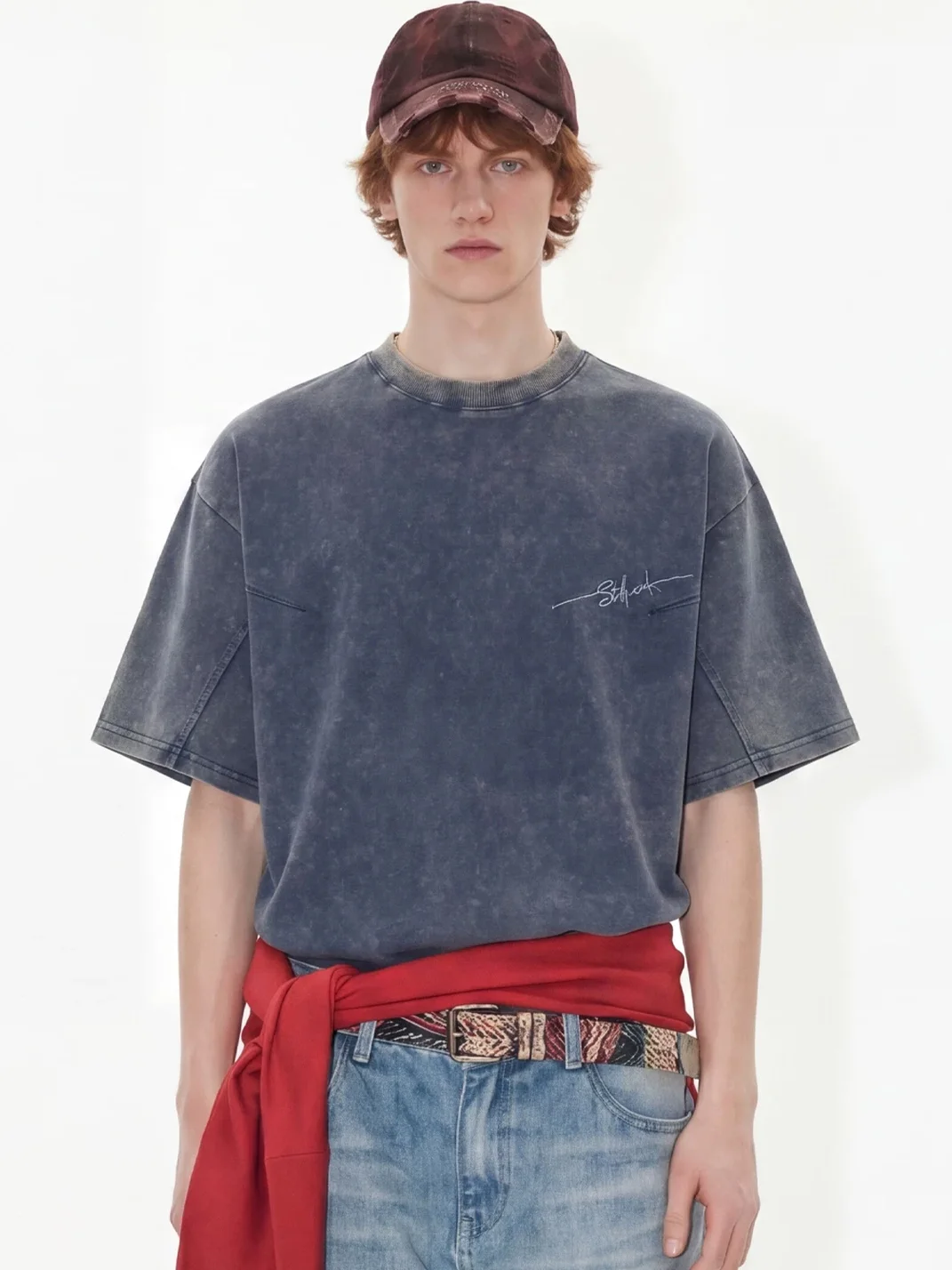 Wonderful Story | Vintage Washed Embroidered Drop Shoulder T-Shirt