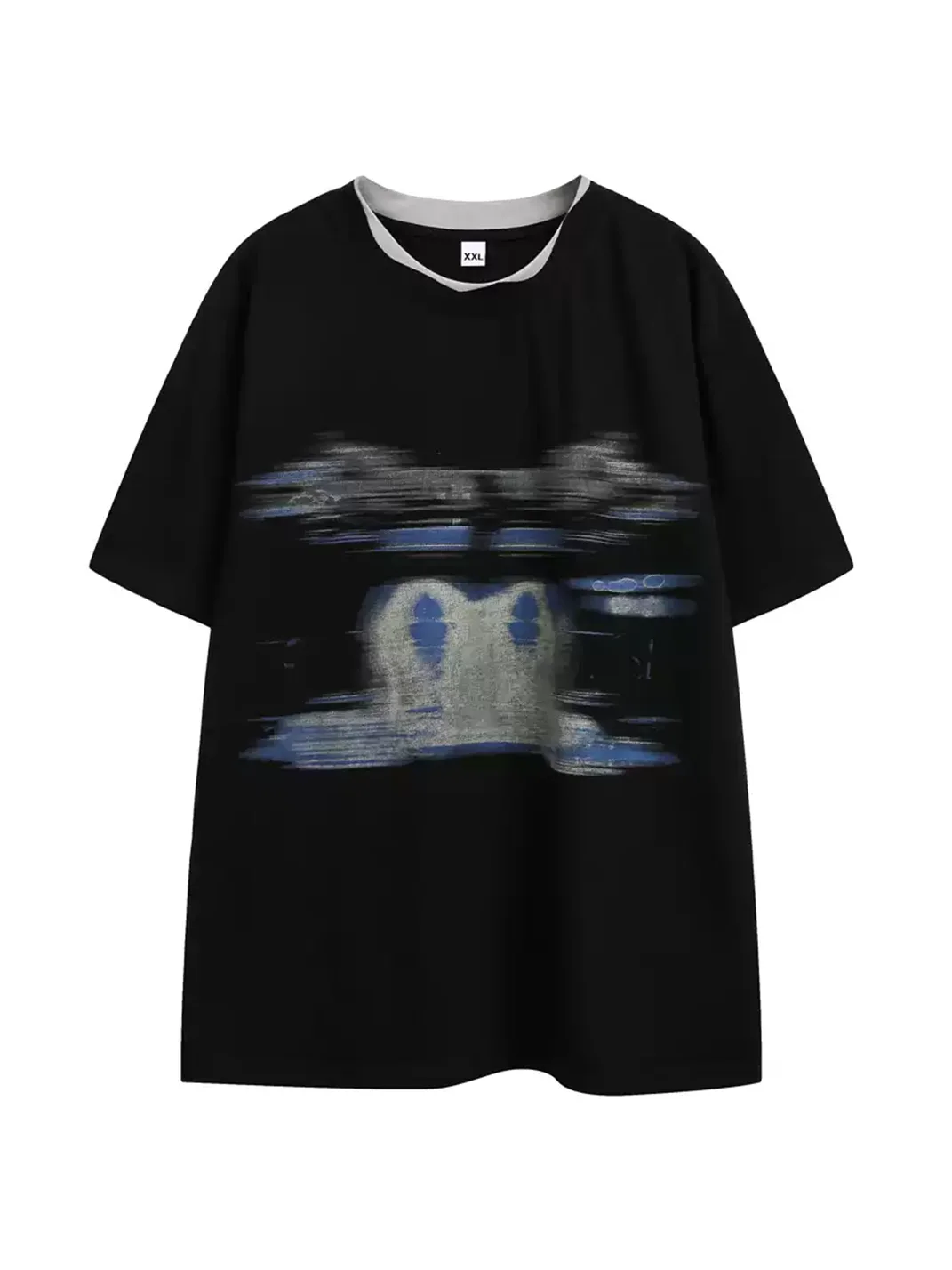Wonderful Story | Unisex Blurred Print Irregular Neck T-Shirt