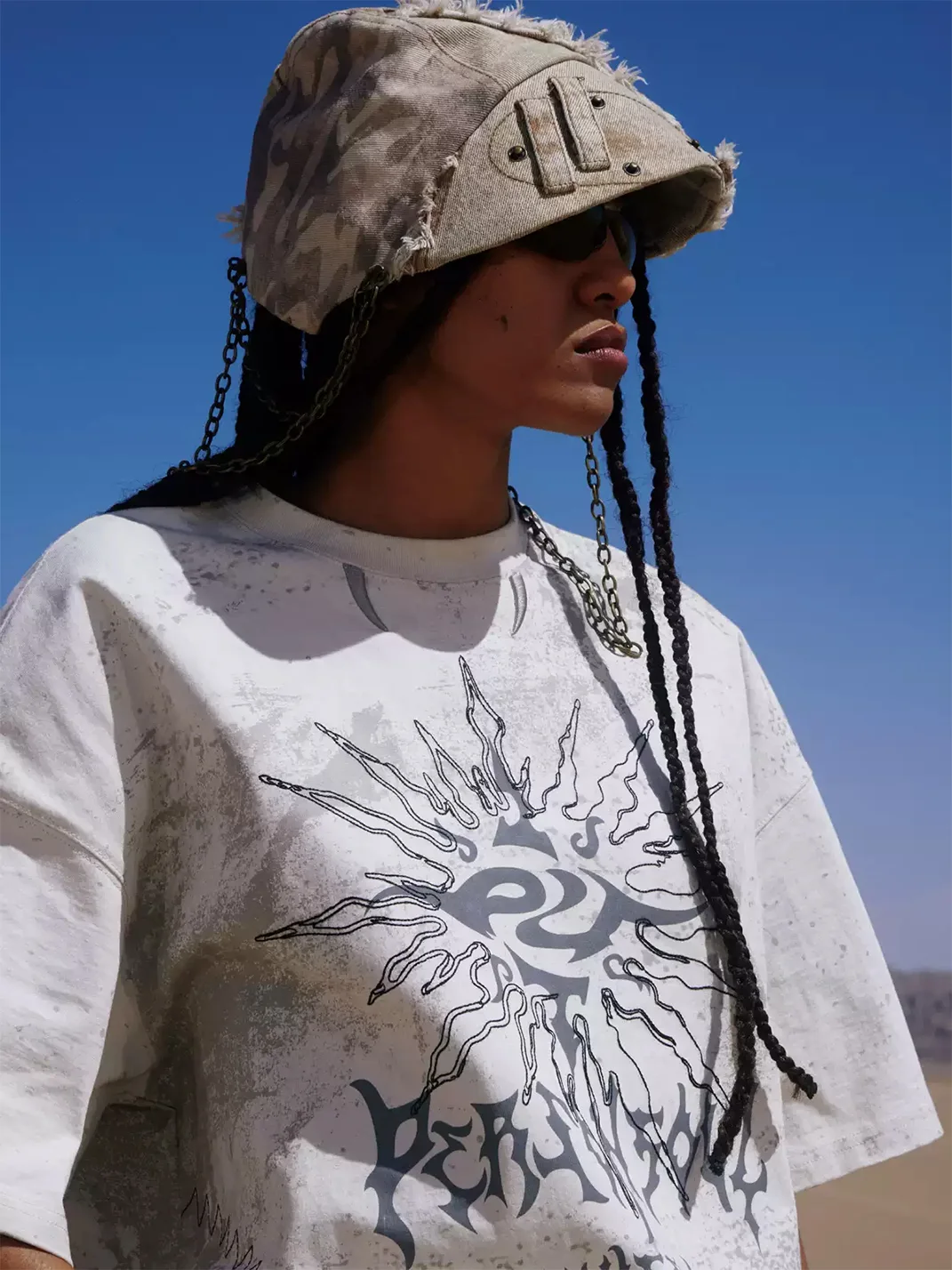 PERSONSOUL | Sun Totem Embroidered Oversized T-Shirt