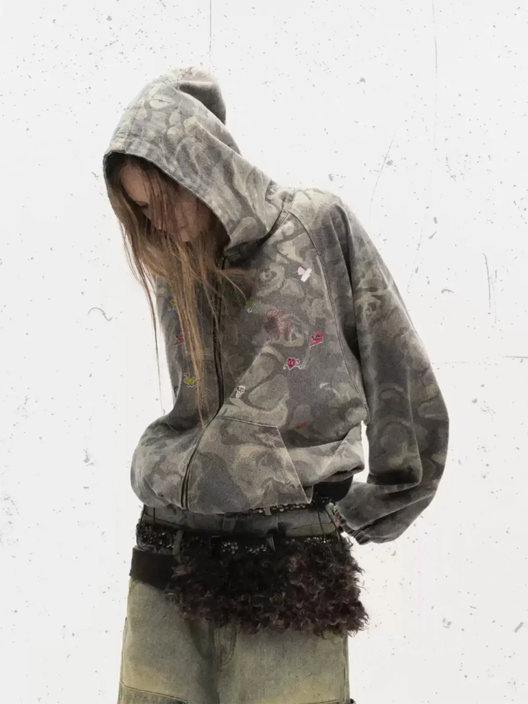 Wonderful Story | Camouflage Graffiti Patchwork Hooded Jacket