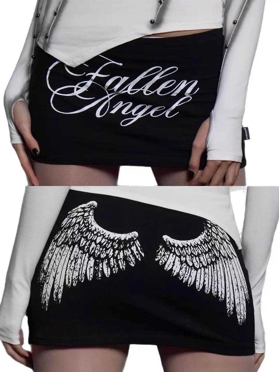 YWEMWZ | Y2K Wing Graphic Bodycon Mini Skirt