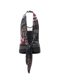 JYOSEI | Halter Layered British Flag Animal Print Studded Top