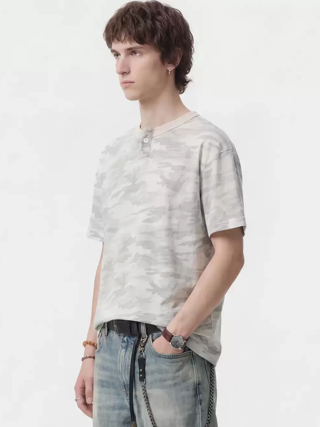 Wonderful Story | American Camouflage Henley T-Shirt