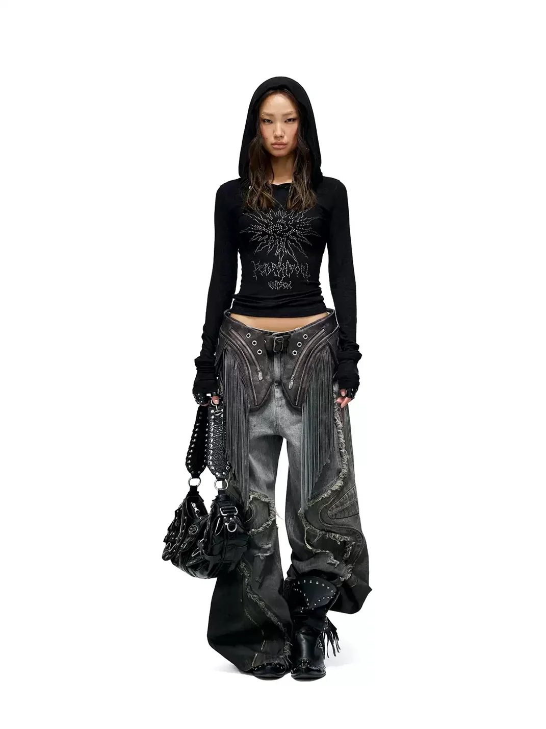 PERSONSOUL | Leather Fringe Waist Bag Belt