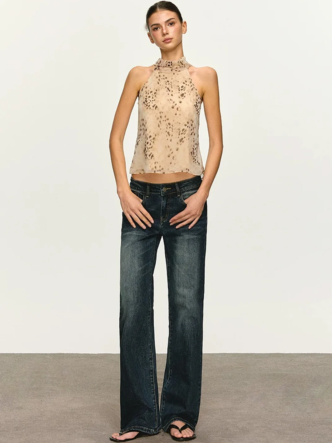 Anna aneae | Vintage Leopard Chiffon Halter Tank Top