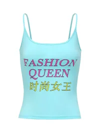 HuDieGongZhu | Fashion Queen Printed Cropped Tank Top
