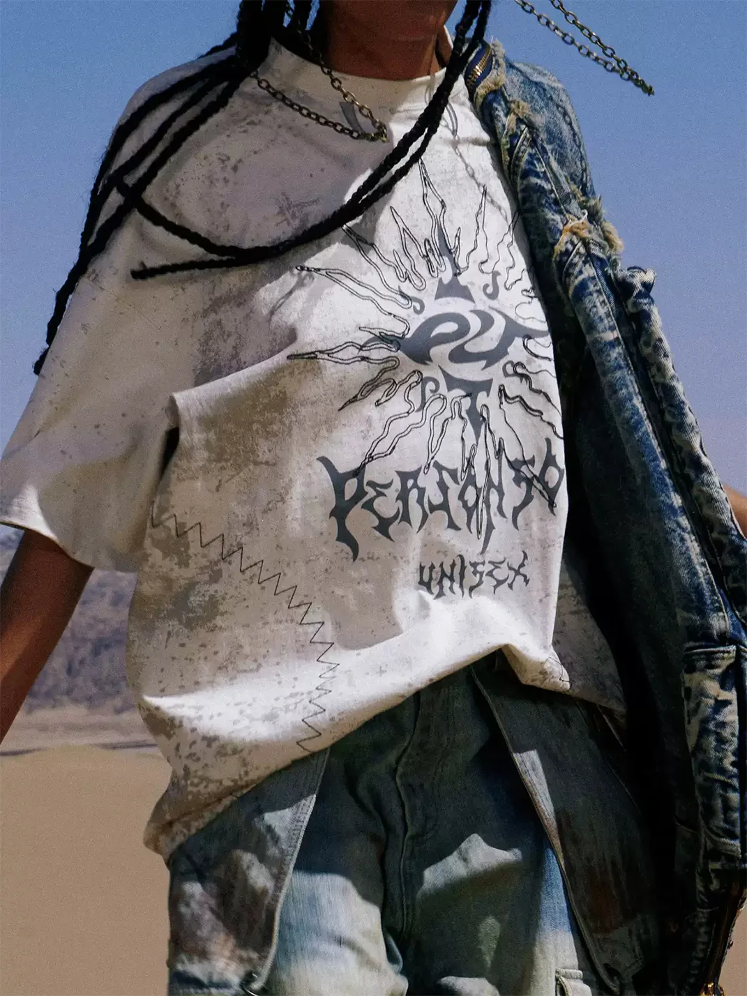 PERSONSOUL | Sun Totem Embroidered Oversized T-Shirt
