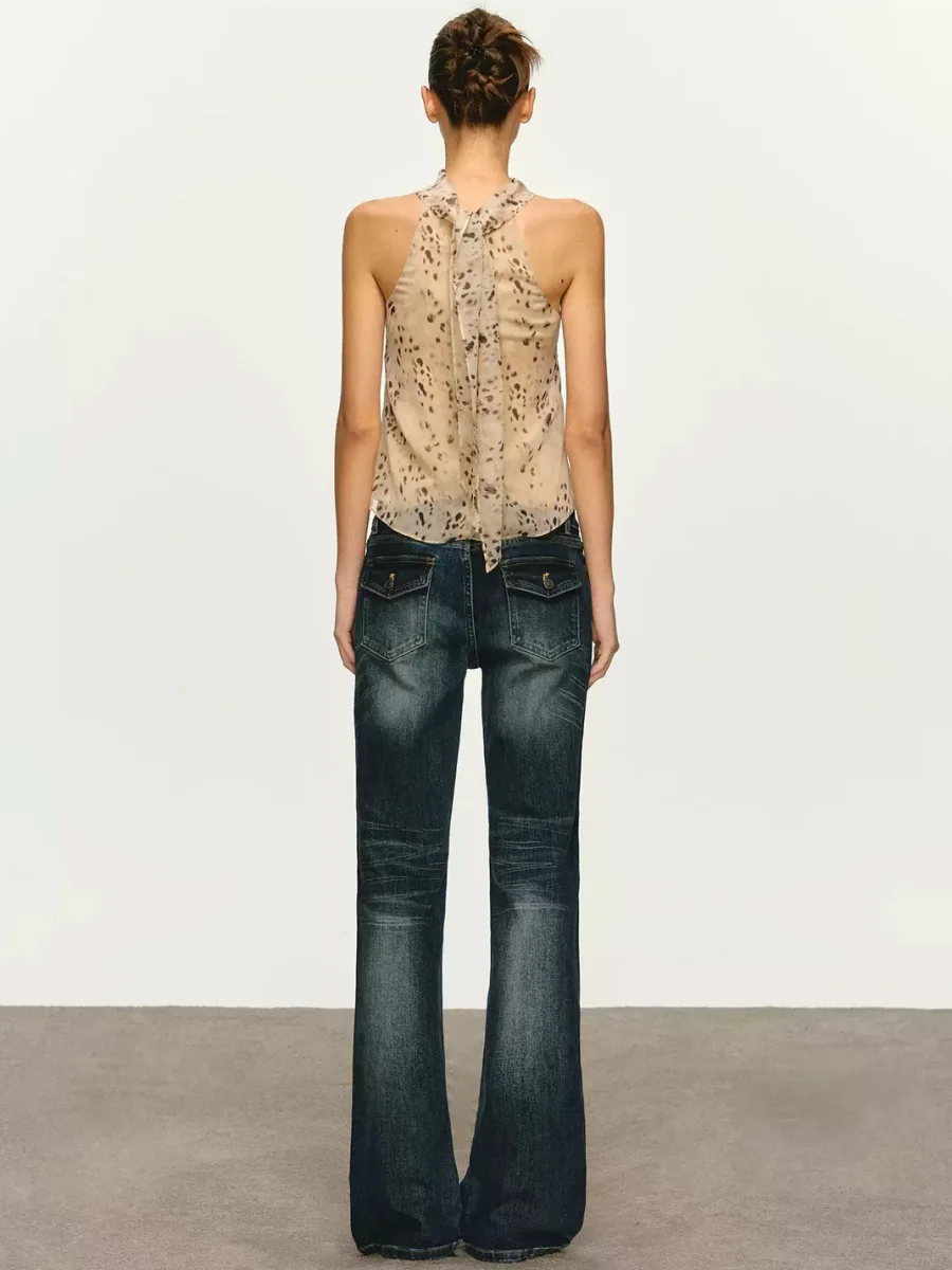 Anna aneae | Vintage Leopard Chiffon Halter Tank Top - 4