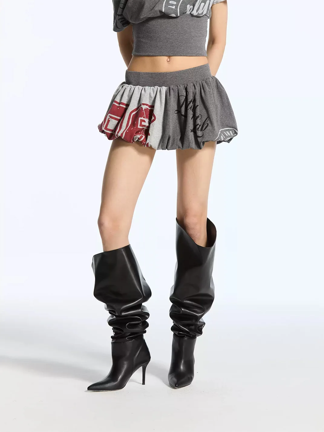Latelylab | Graphic Off-Shoulder Top And Mini Skirt Set