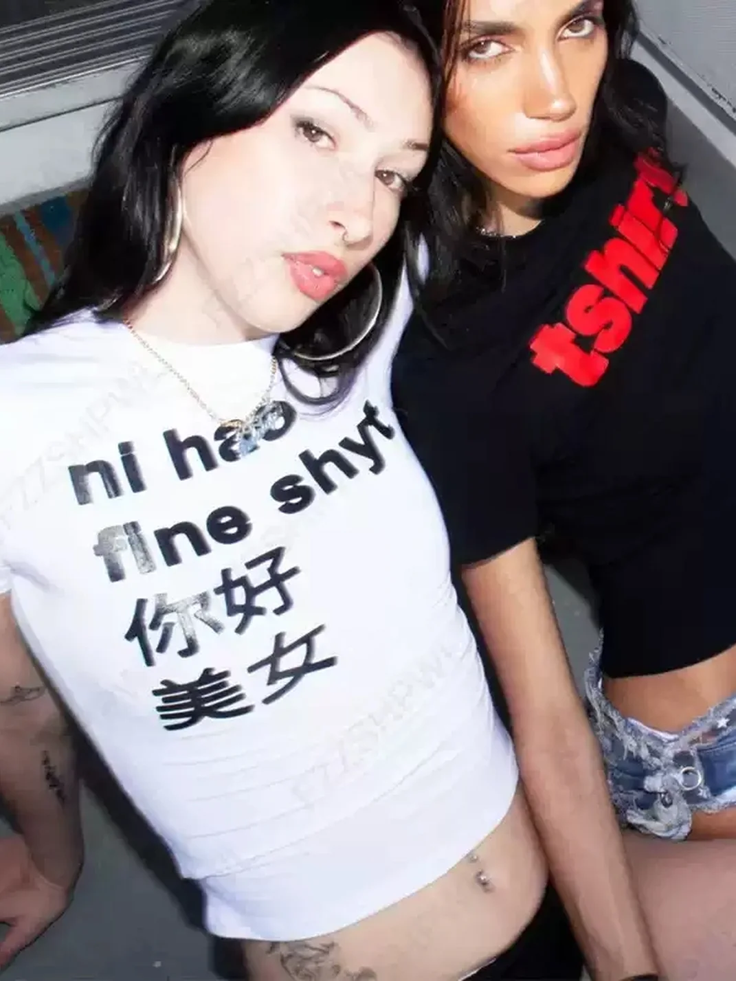 YWEMWZ | Letter Print Fitted Cropped Round Neck T-Shirt