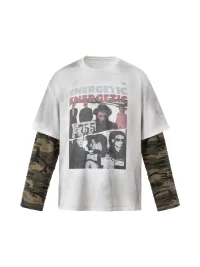 Wonderful Story | Vintage Distressed Camouflage Fake-Layer T-Shirt