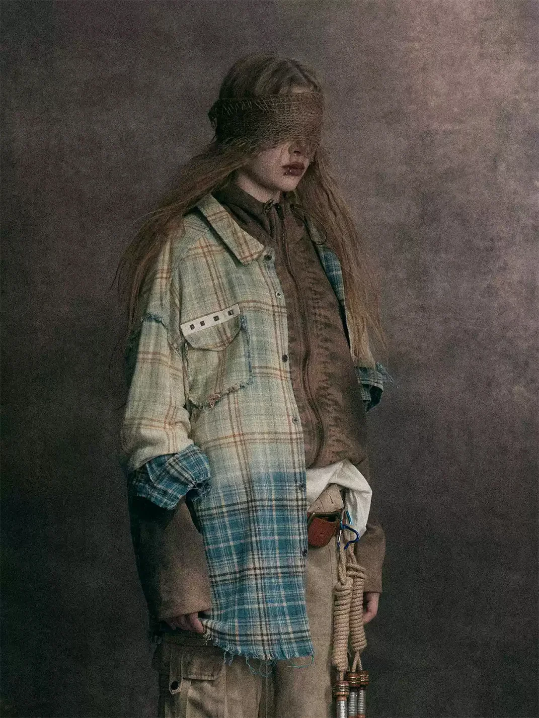 Wonderful Story | Gradient Frayed Plaid Long Sleeve Shirt