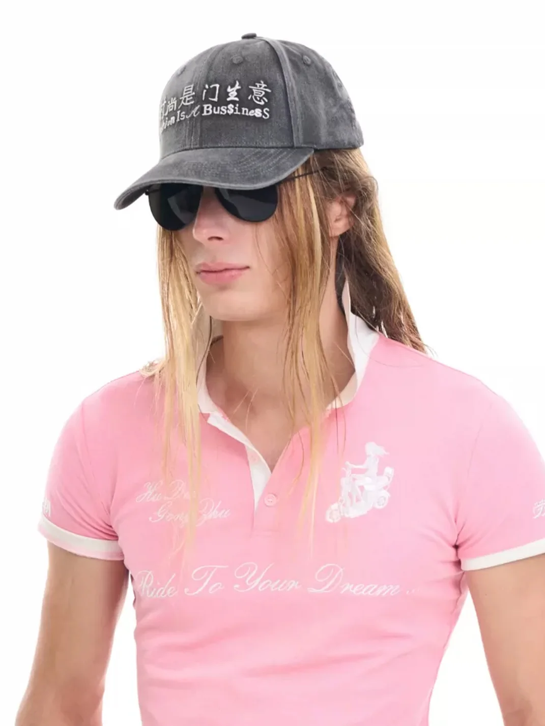 HuDieGongZhu | Embroidered Washed Denim Baseball Cap