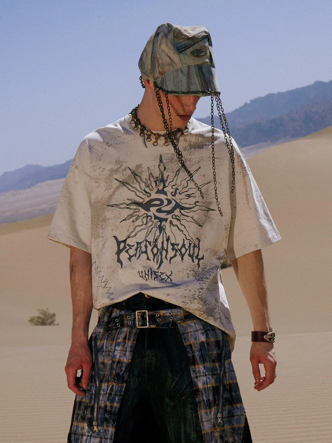 PERSONSOUL | Sun Totem Embroidered Oversized T-Shirt