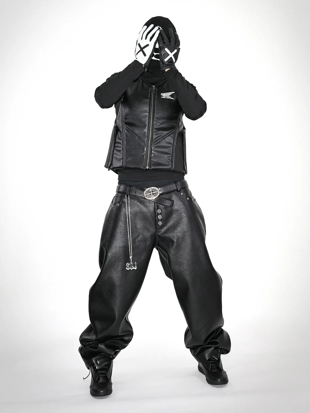 LoseControlEdge | Studded Baggy Textured Leather Pants