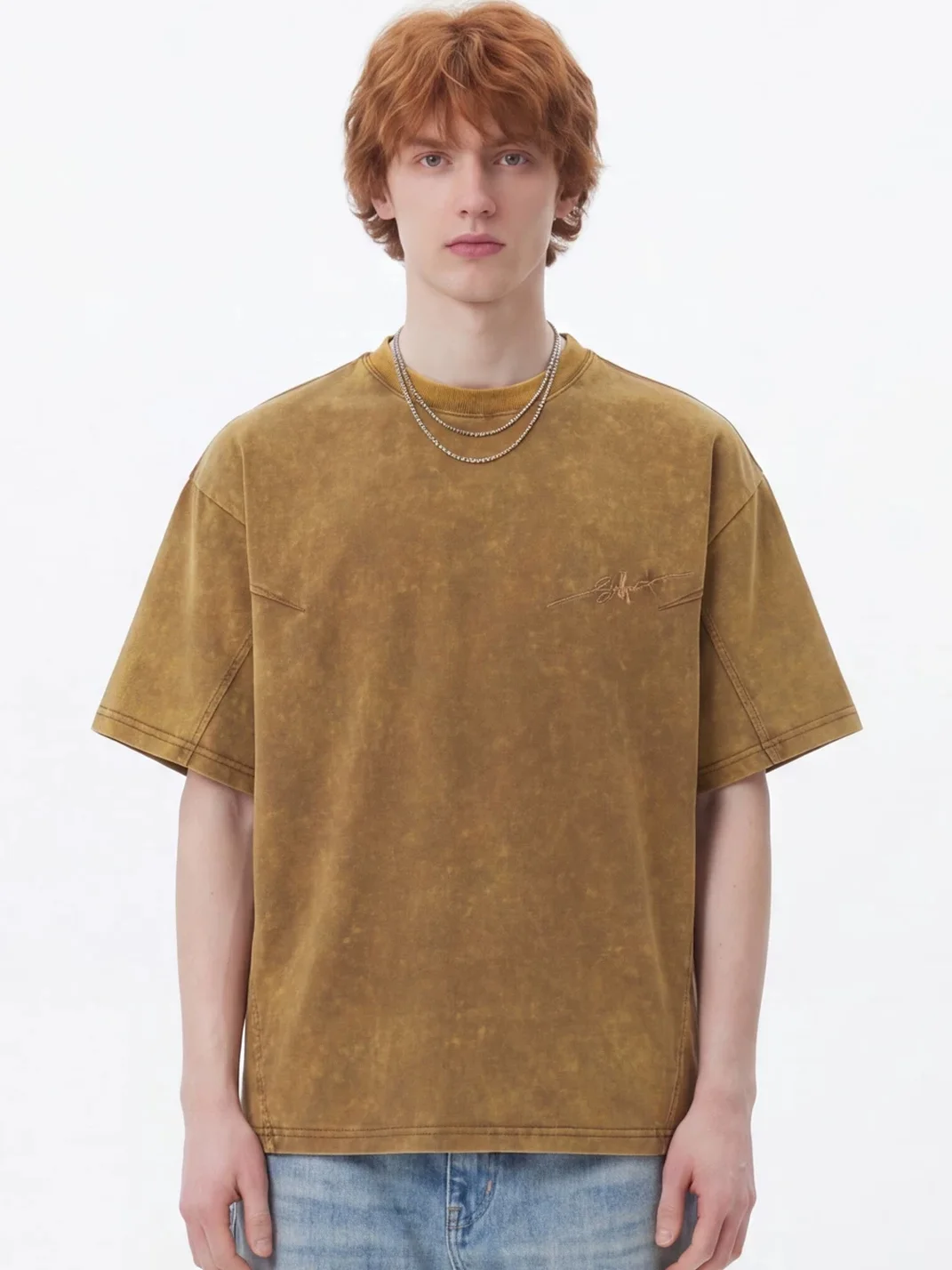 Wonderful Story | Vintage Washed Embroidered Drop Shoulder T-Shirt