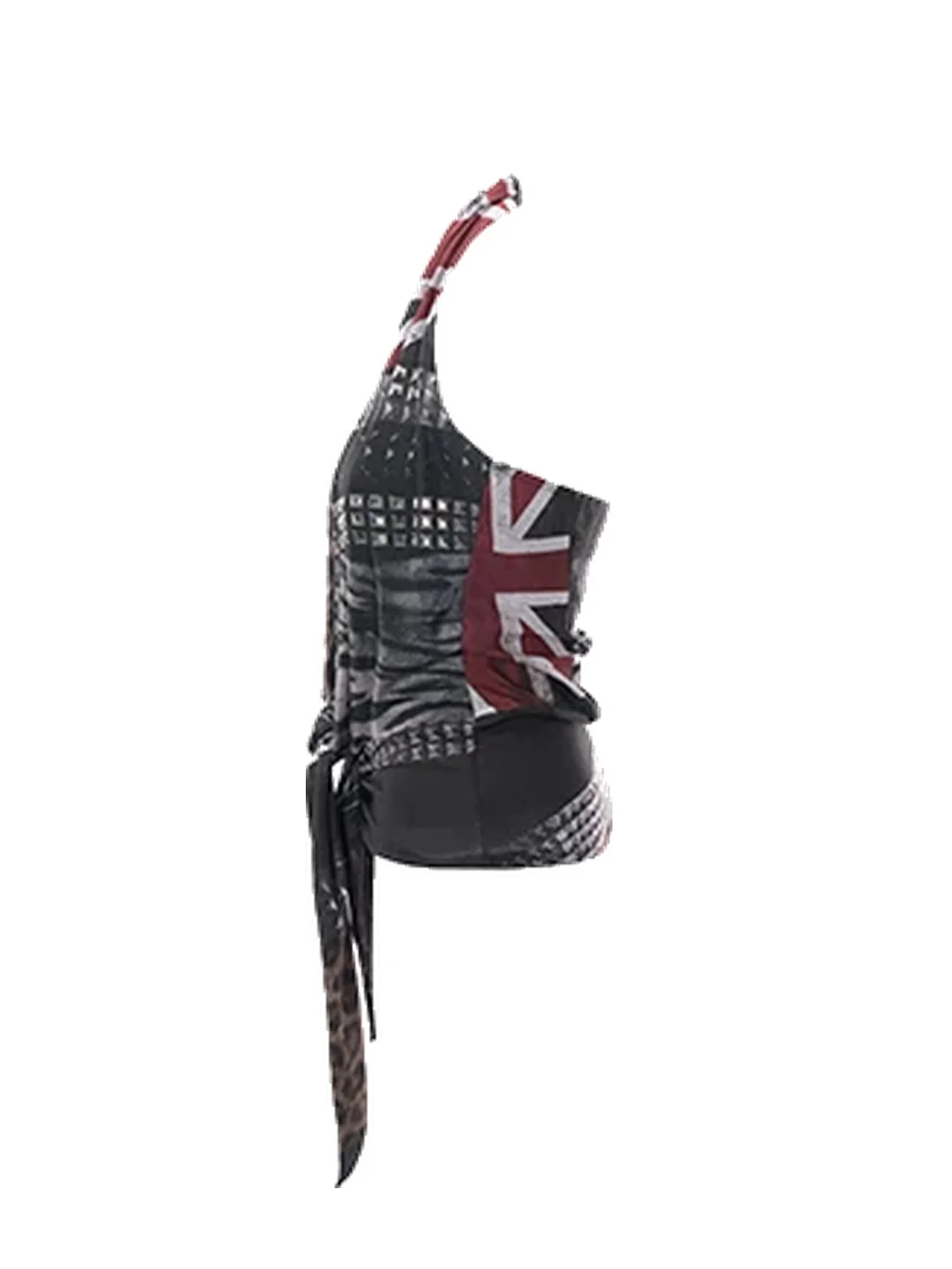 JYOSEI | Halter Layered British Flag Animal Print Studded Top