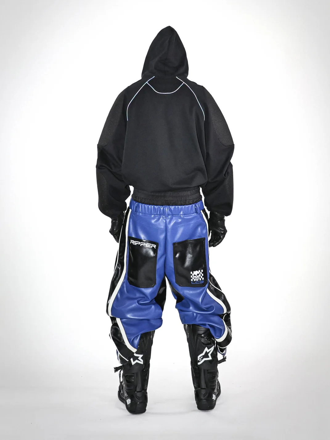 LoseControlEdge | Double Waist Colorblock Racing Leather Pants