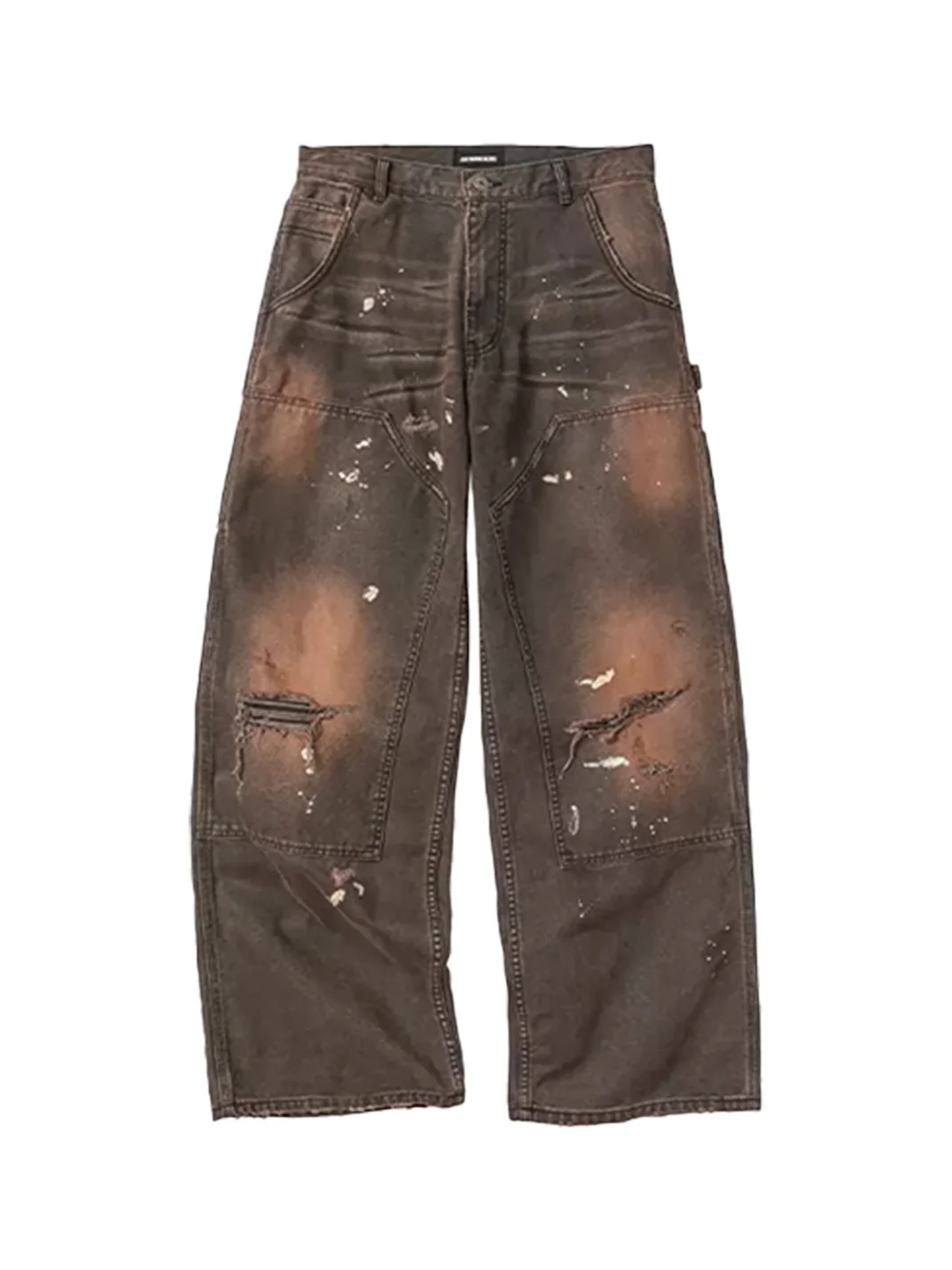 AvinMade | Distressed Double Knee Wide Leg Workwear Pants