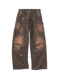 AvinMade | Distressed Double Knee Wide Leg Workwear Pants