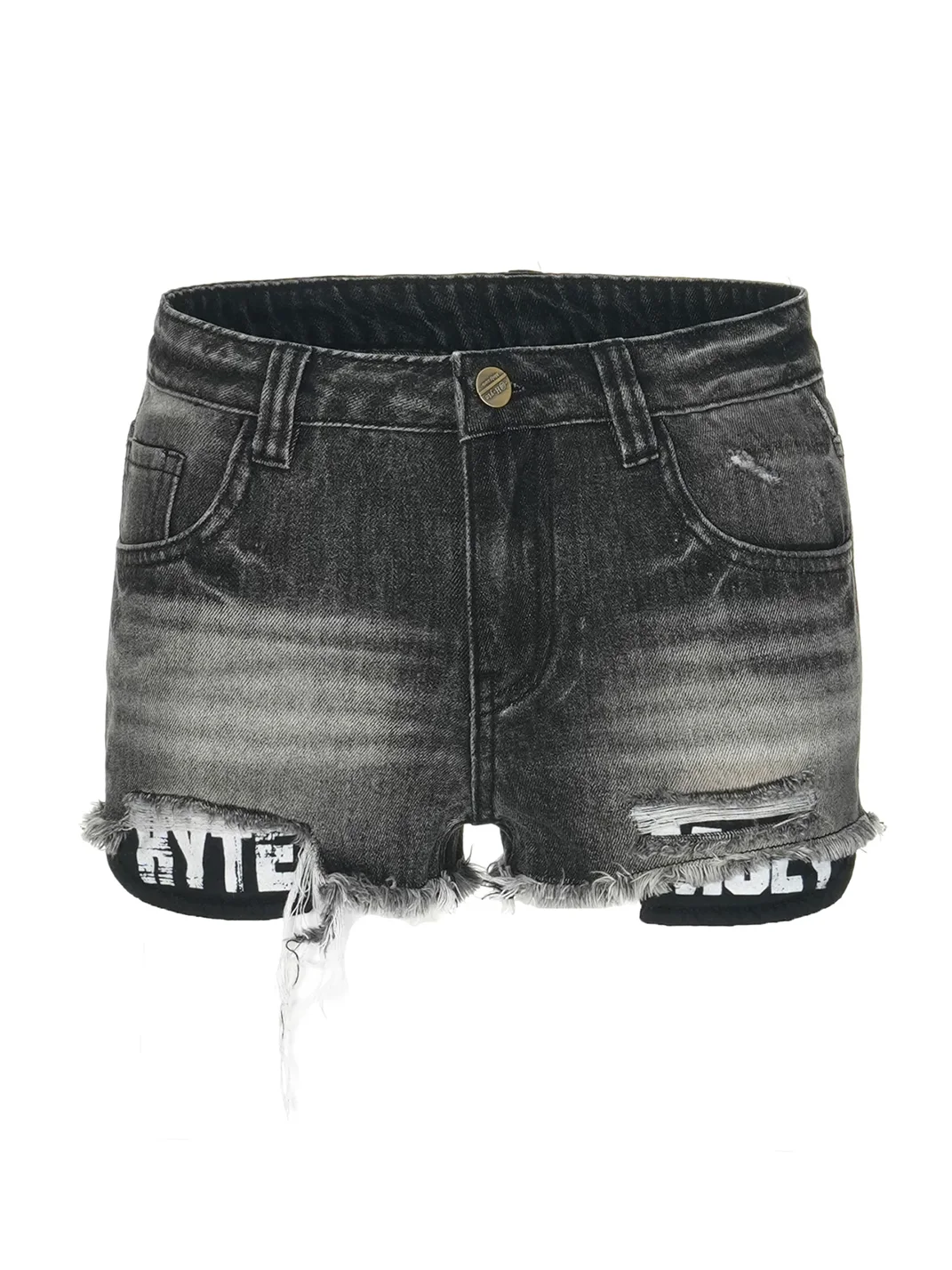HYTE MOLY | Distressed Low-Rise Frayed Denim Shorts